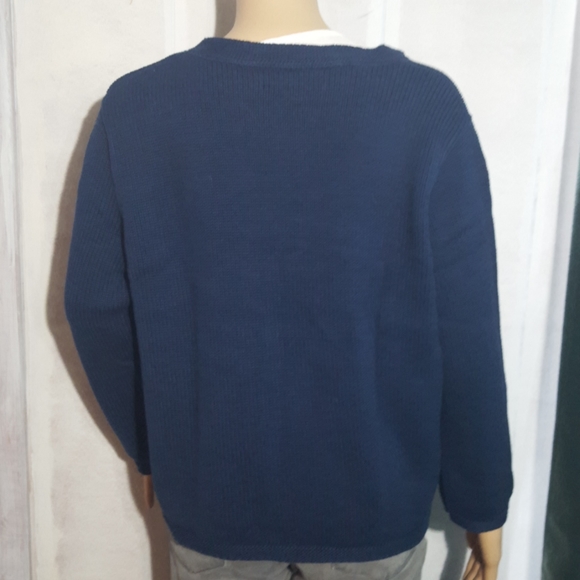Vintage Cotton Club Navy Blue Cotton Knit Sweater - Picture 2 of 8